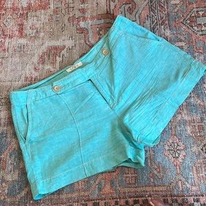 Ann Taylor Loft Teal Linen Shorts